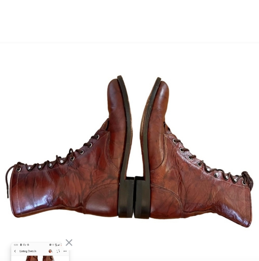 Vintage retro 1980 lace up Justin Boots unisex size women's 7 men's 9.